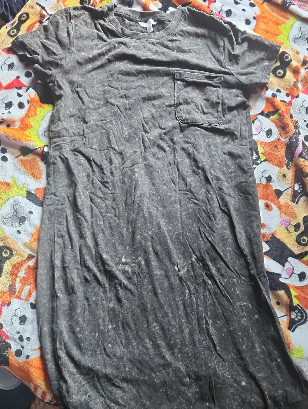 Time And Tru Pocket Crew Neck T-Shirt Dress - Acid Wash Gray Medium 8-10
